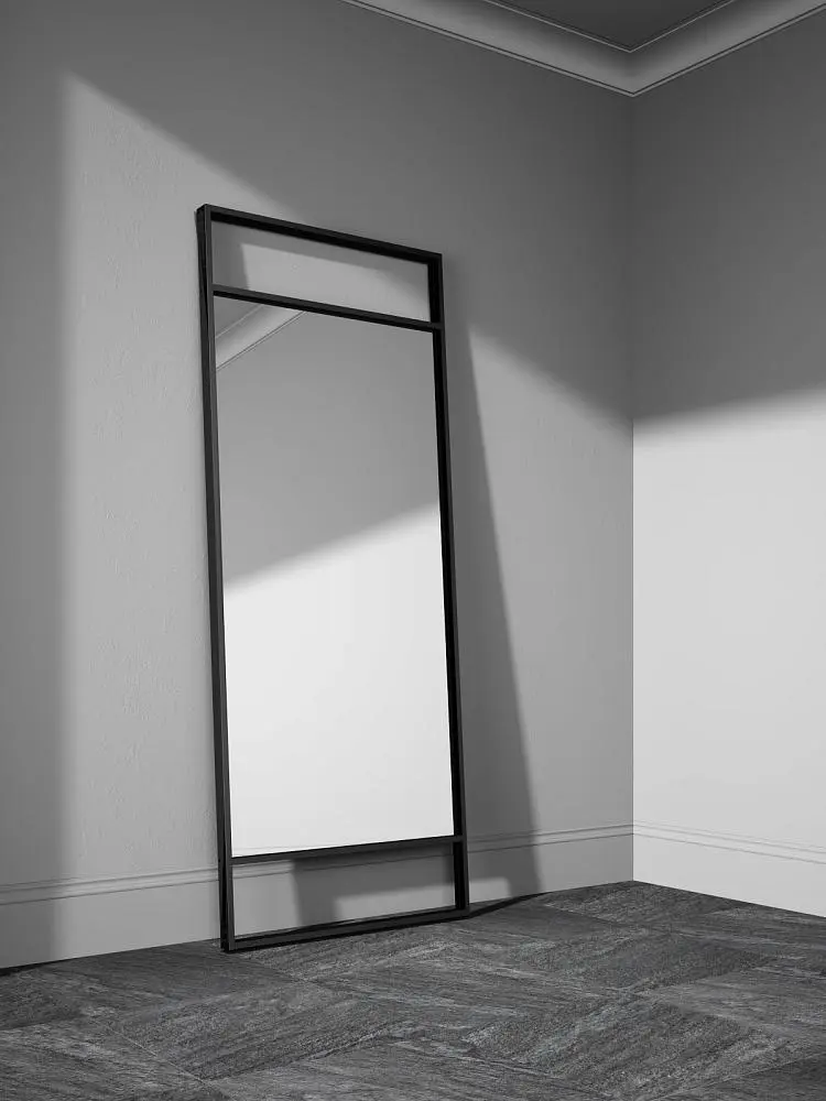 Зеркало ALBA, модель SL, зеркало M01 Mirror, алюминиевый профиль в цвете AL08 Black.
