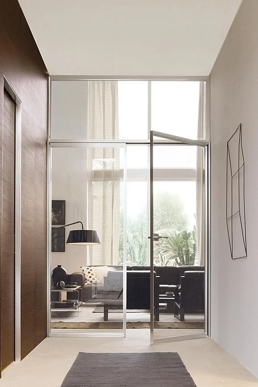 BATTSFLT CORRCD QUADRA product door double aluminium trasparent glass.