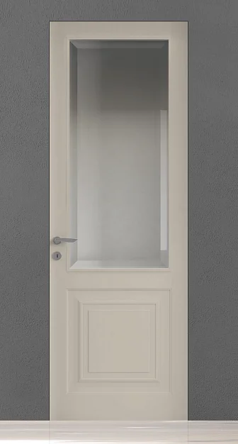 GRAND-60, GR03V, матовая эмаль Grigio Seta, стекло Satinato Bianco Diamante, скрытый короб INVISIBLE.