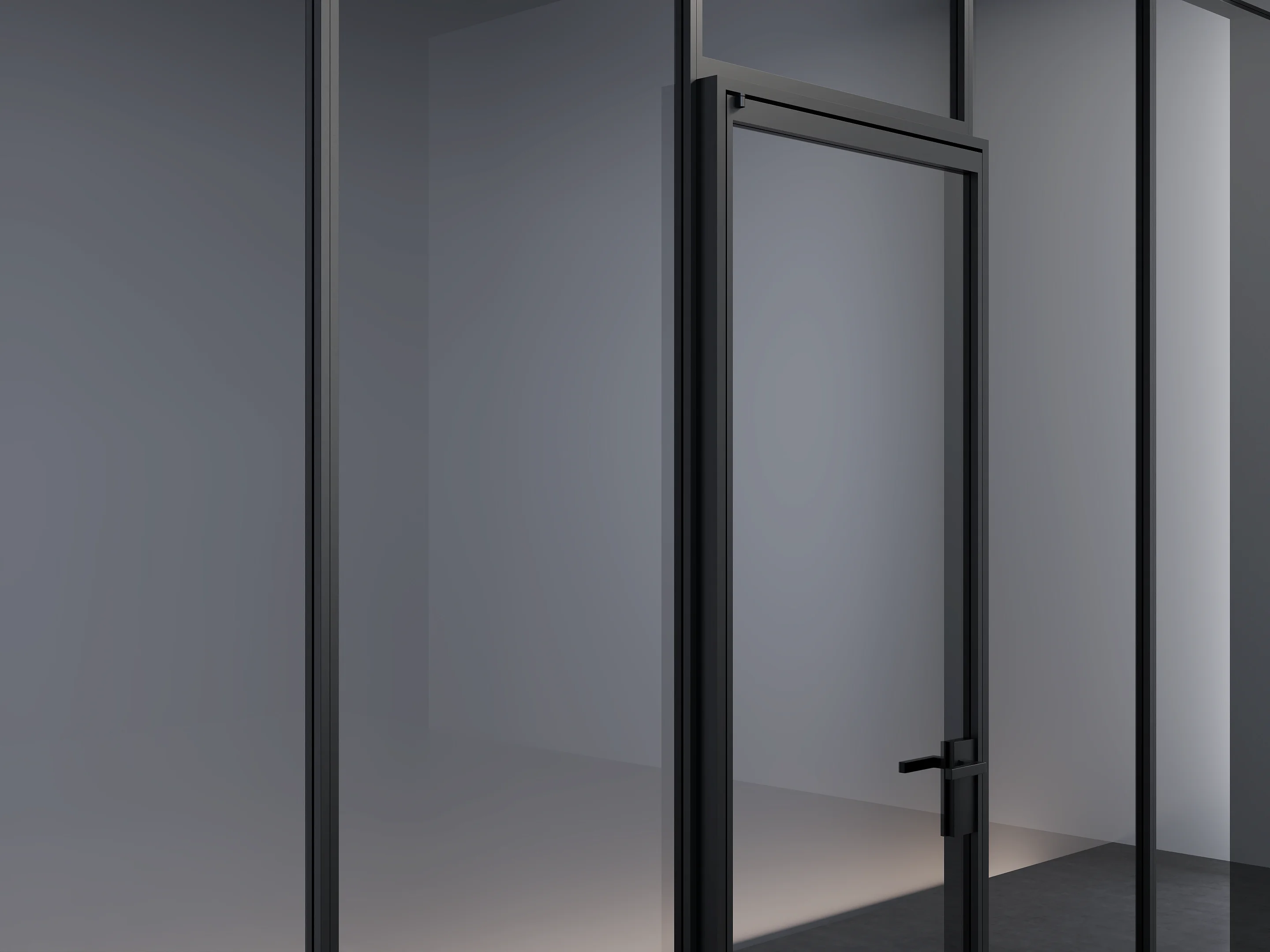 mini-ВОЛСТРИТ-СЛИМ | WALLSTREET-SLIM, полотна Спэйс | Space на коробе МАКСИ | MAXI с верхней и боковыми фрамугами.