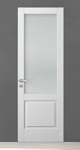 CORDA-60, модель 103V, матовая эмаль L01 Bianco, стекло Satinato Bianco, скрытый короб INVISIBLE.