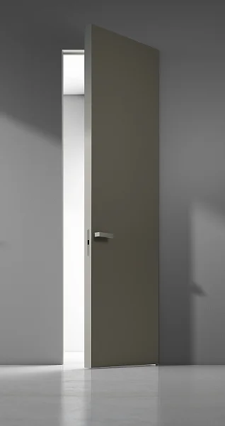 FILO-60, Alu, декоративный композитный материал "кожа каппучино", алюминиевая торцевая кромка и скрытый короб в цвете хром матовый.