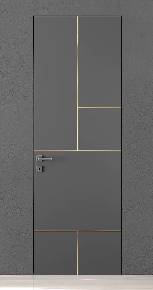 TREND-60, модель TR18m, матовая эмаль L07 Grigio Fume, молдинг в цвете Gold. "Скрытый" короб INVISIBLE.