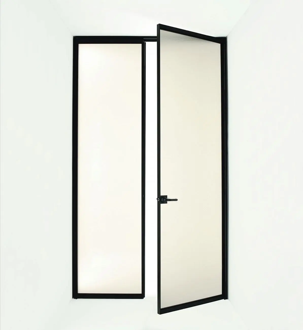 BATTSFLT CORRCD QUADRA product door double black bronze frosted glass.