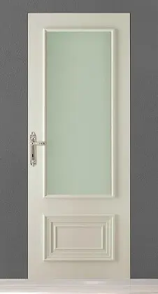 Классическая дверь со стеклом PRIMA-60 V Bianco Night. Эмаль. Скрытый короб