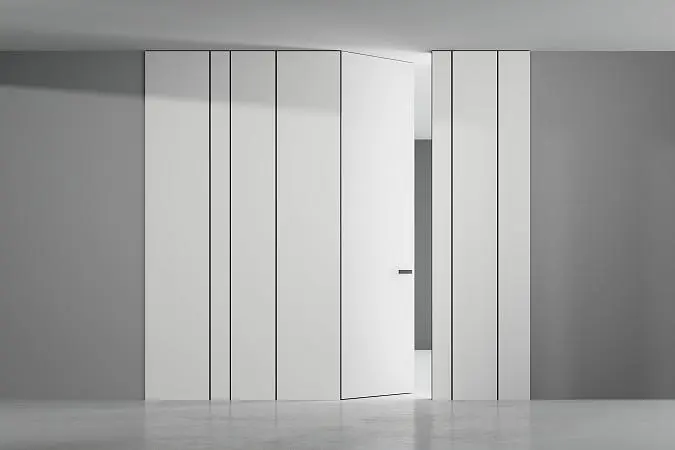 Стеновые панели COVER STOCK, матовая эмаль L01 Bianco, молдинги в отделке AL08 Black.