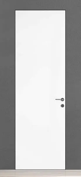 FILO-60, Alu. Грунт под покраску, алюминиевая торцевая кромка. "Скрытый" короб. Торцевая кромка и короб в цвете хром матовый. Толщина полотна 6 см.