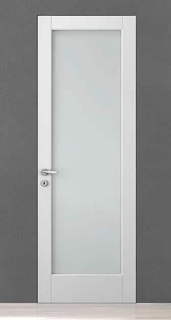 CORDA-60, модель 101V, матовая эмаль L01 Bianco, стекло Satinato Bianco, скрытый короб INVISIBLE.
