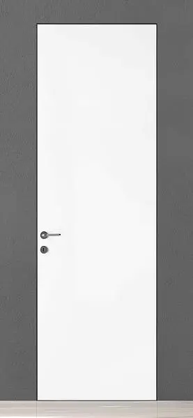 FILO-60, Alu. Грунт под покраску, алюминиевая торцевая кромка. "Скрытый" короб. Торцевая кромка и короб в цвете хром матовый. Толщина полотна 6 см.