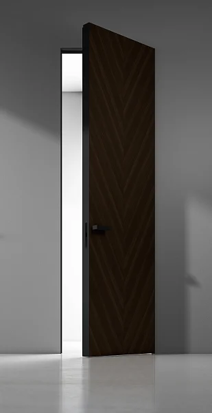 FILO-60, Alu, модель Valetti, натуральный шпон &quot;табачный дуб&quot;, алюминиевая торцевая кромка в чёрном цвете. Алюминиевый &quot;скрытый&quot; короб с полотном толщиной 6 см.