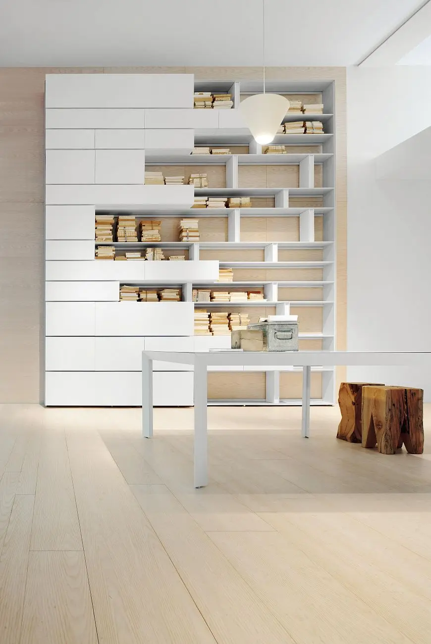 LIBR APRT LINE product bookcase white white container