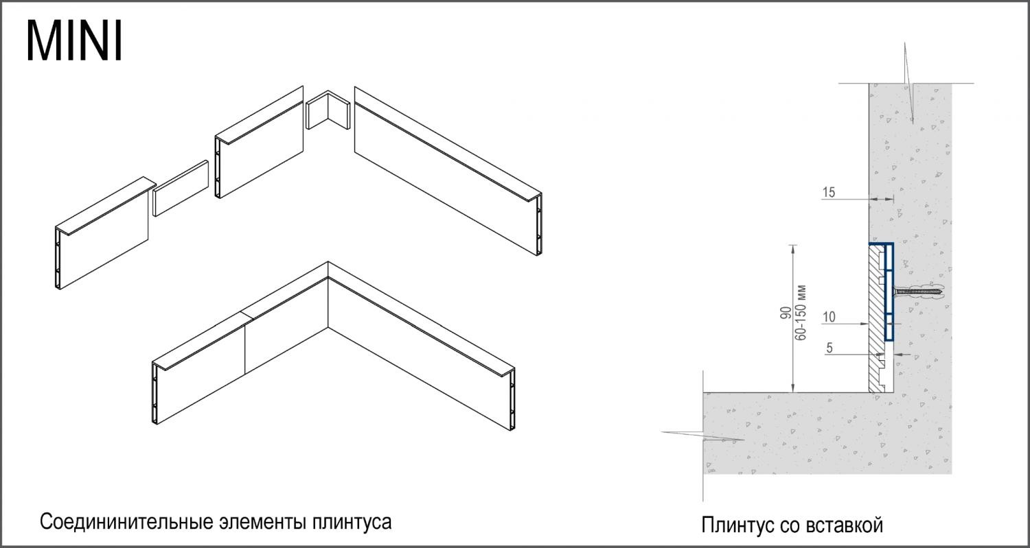 Теневой плинтус чертеж